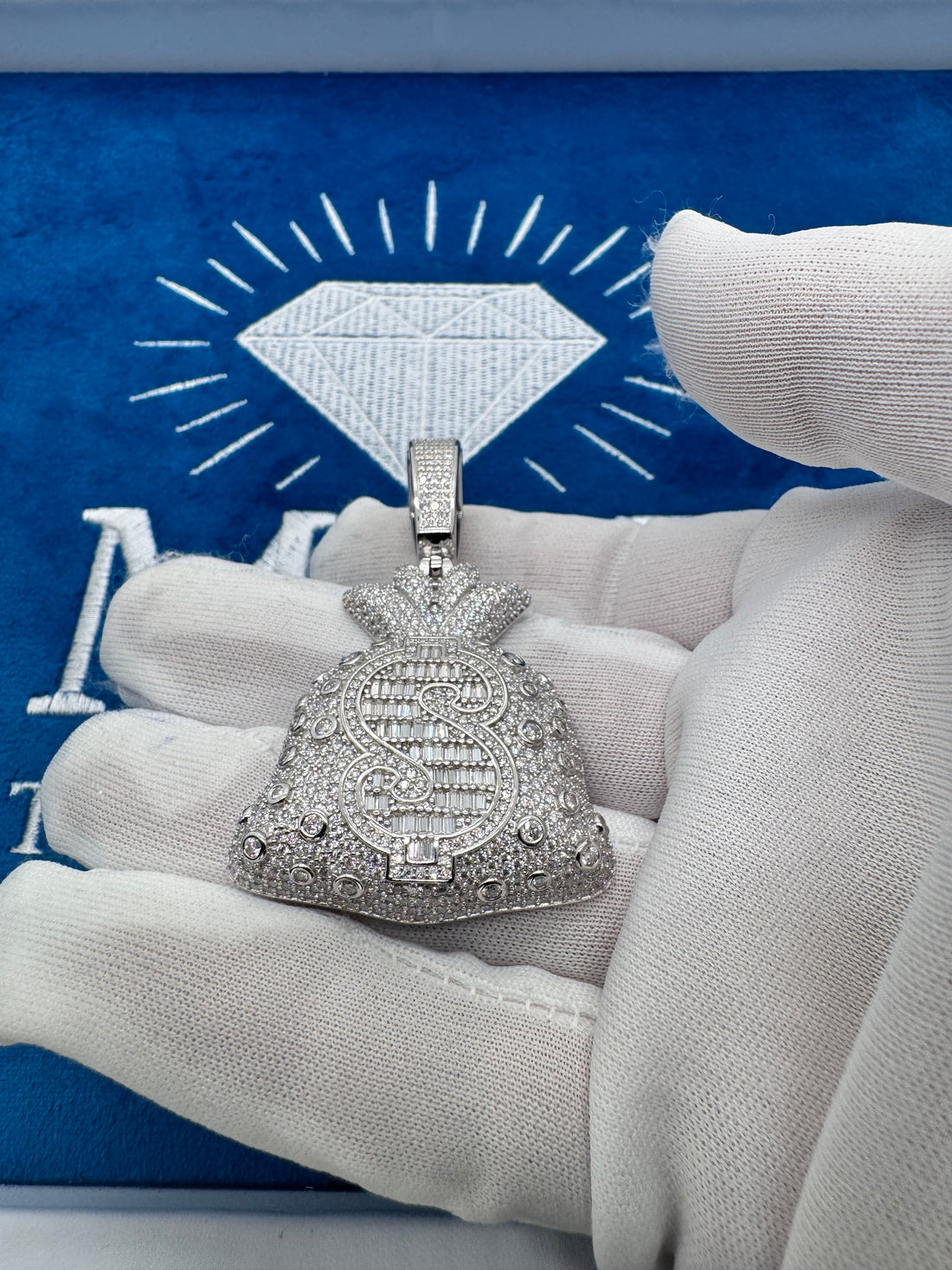 VVS1 Moissanite “Money bag” pendant